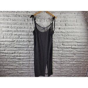 Belle Tweed Womens Dress 1X Plus Slip Spaghetti Strap Black Stripe STR167XE